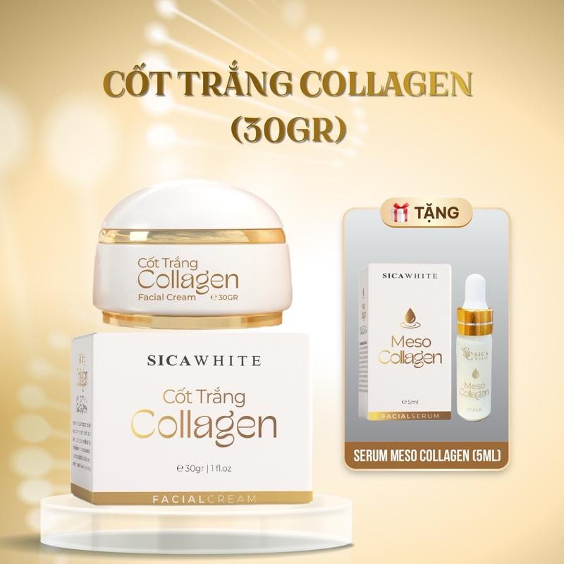 Kem Cốt Trắng Collagen 25gr ( Kèm 1 Serum Meso Collagen 5ml ) - Hỗ Trợ Chăm Sóc Da Nám - Hỗ Trợ Da Không Đều Màu