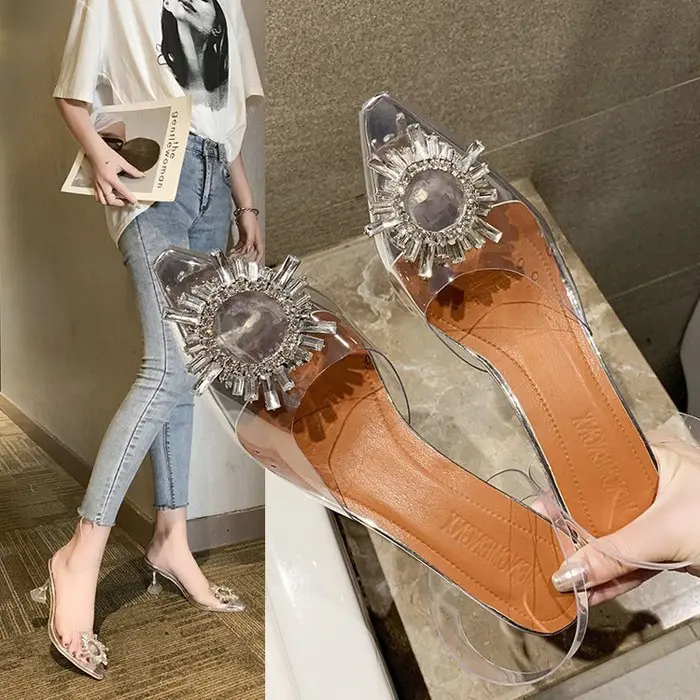 Sandal 0129 Fashion Sepatu Heels Bohemian Transparant Shoes Heels Wanita bisa COD Sendal 2