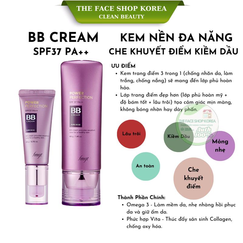   Date 2028  Kem nền đa năng che khuyết điểm chống nắng kiềm dầu The Face Shop BB Cream Power Perfection SPF37 PA++ 