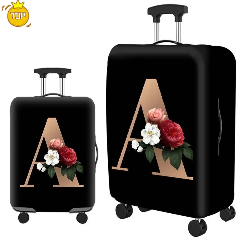 Popular 1pc Floral Alphabet Print Luggage Cover Thickened Foldable Suitcase Protector (19''-28''), Travel Essentials, Washable Trolley Case Protective Sleeve