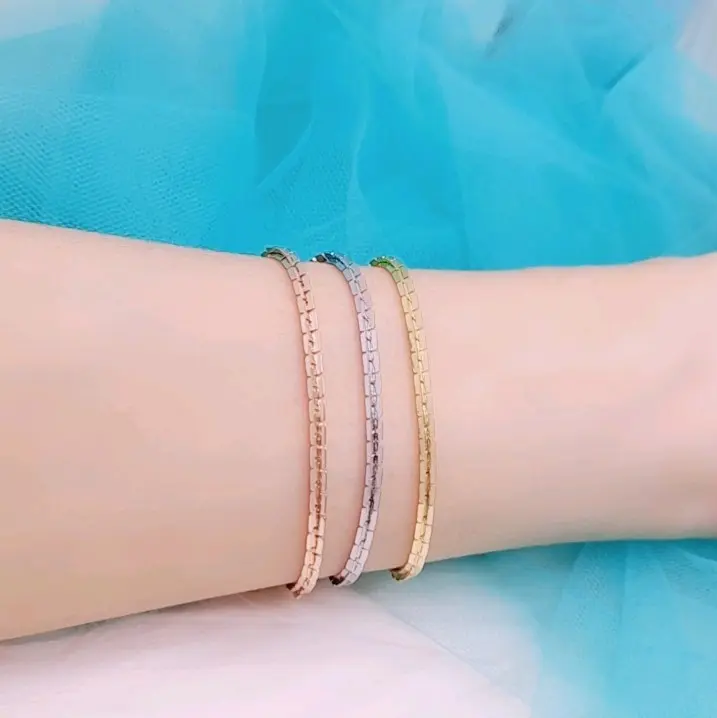 Gelang Titanium Rantai Polos Kaca TG919