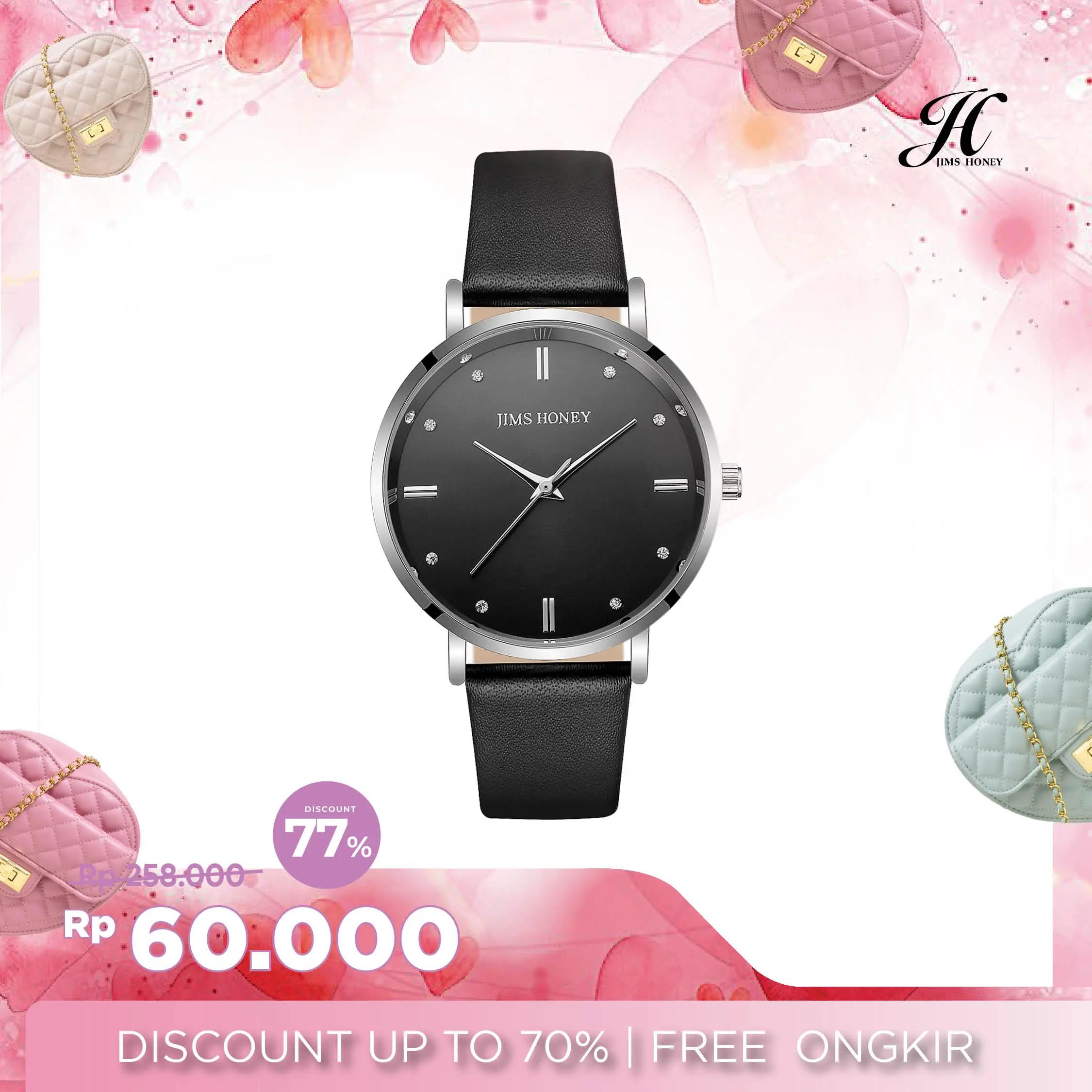 JIMS HONEY Jam Tangan Kulit Wanita JT 8123 (Free Exclusive Box)