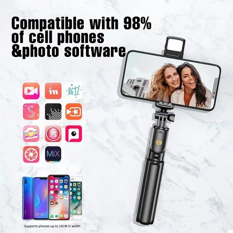 Product Introduction of Selfie Stick Wireless Tripod Stand with Light Bluetooth Remote Extendable Tripod for iPhone Mobile Phone Tiktok Live Streaming 17