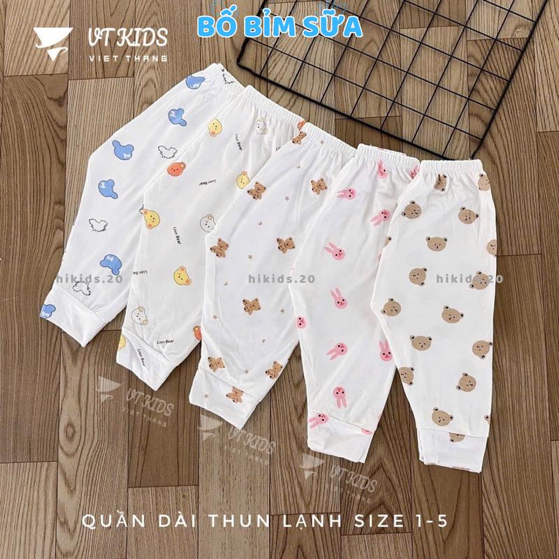 Set 5 - 10 Quần Dài Quần chục Đáp Đũng Bỏ Bỉm Thun Lạnh Trắng Sơ Sinh Cho Bé Gái Bé Trai 3-9kg Vải Thun Lạnh Mát Phối Họa Tiết Dễ Thương QL05 Hikids