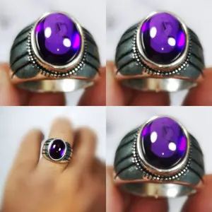Batu Akik Natural Kecubung Amethys Brazil Super Clean Kristal High Quality Ring Titanium