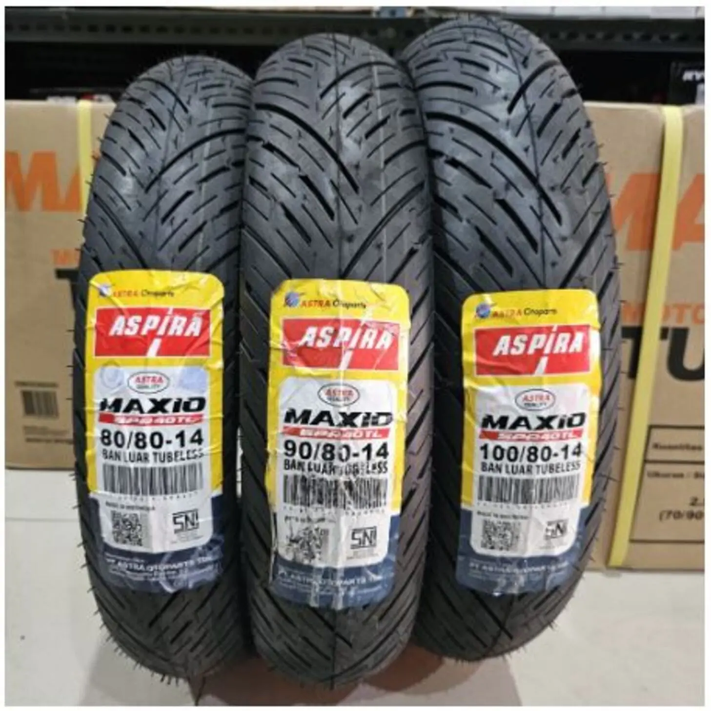 Ban Motor Aspira Maxio SPR40 Ring 14 (80/80 90/80 100/80) Tubles  Gratis Pentil