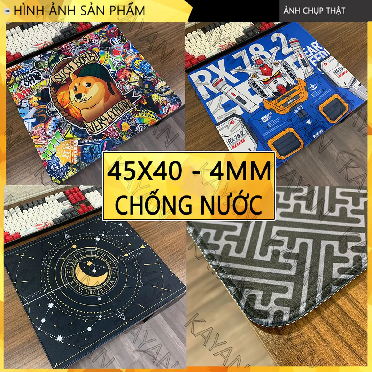 Lót chuột, bàn di chuột chống nước cỡ lớn 45X40cm dày 4mm