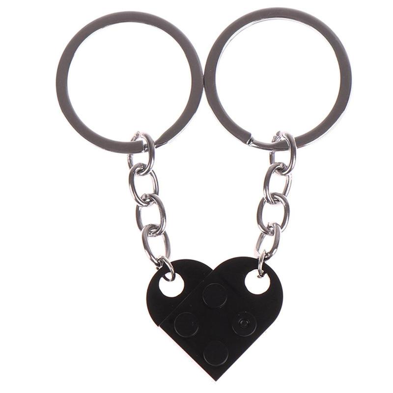 Heart Shaped Keychain, 1 Pair Heart Charm Metal Key Ring, Creative Keychain for Bag & Car, Ideal Friendship Gift 2