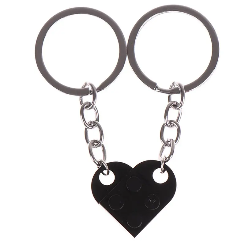 Heart Shaped Keychain, 1 Pair Heart Charm Metal Key Ring, Creative Keychain for Bag & Car, Ideal Friendship Gift 2