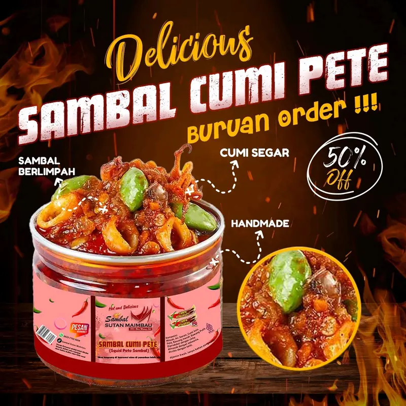 Sambal Cumi Pete Sutan Maimbau Padang Asli Pariaman Bawang Makanan Food 0