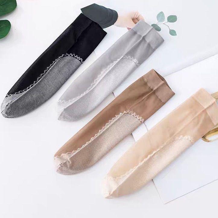 Thin Cotton Bottom Non-slip Stockings for Women Anti-snagging Durable Summer Transparent Crystal Short Socks 6