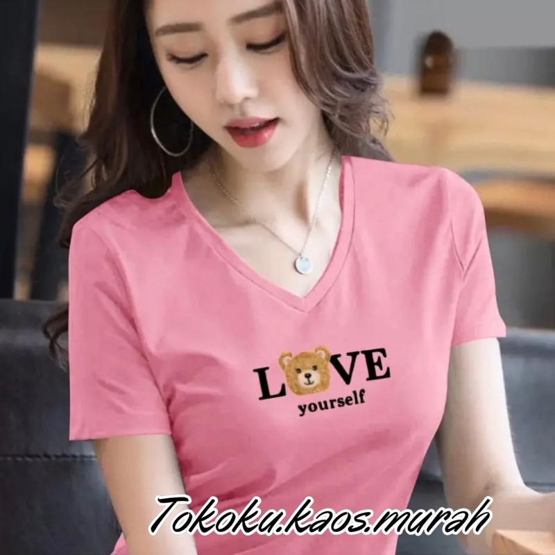 3 PCS ATASAN WANITA LEHER V-NECK CUMA DI HARGA 50 RIBU KAOS LOVEYOURSELF 2