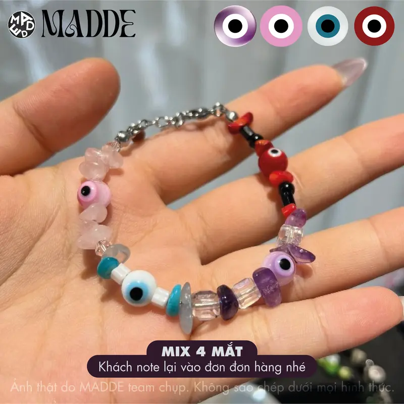 Vòng tay phối mắt quỷ thủy tinh Evil eyes xỏ đá thiết kế THEO YÊU CẦU - MADDE/Custom/Mix 3