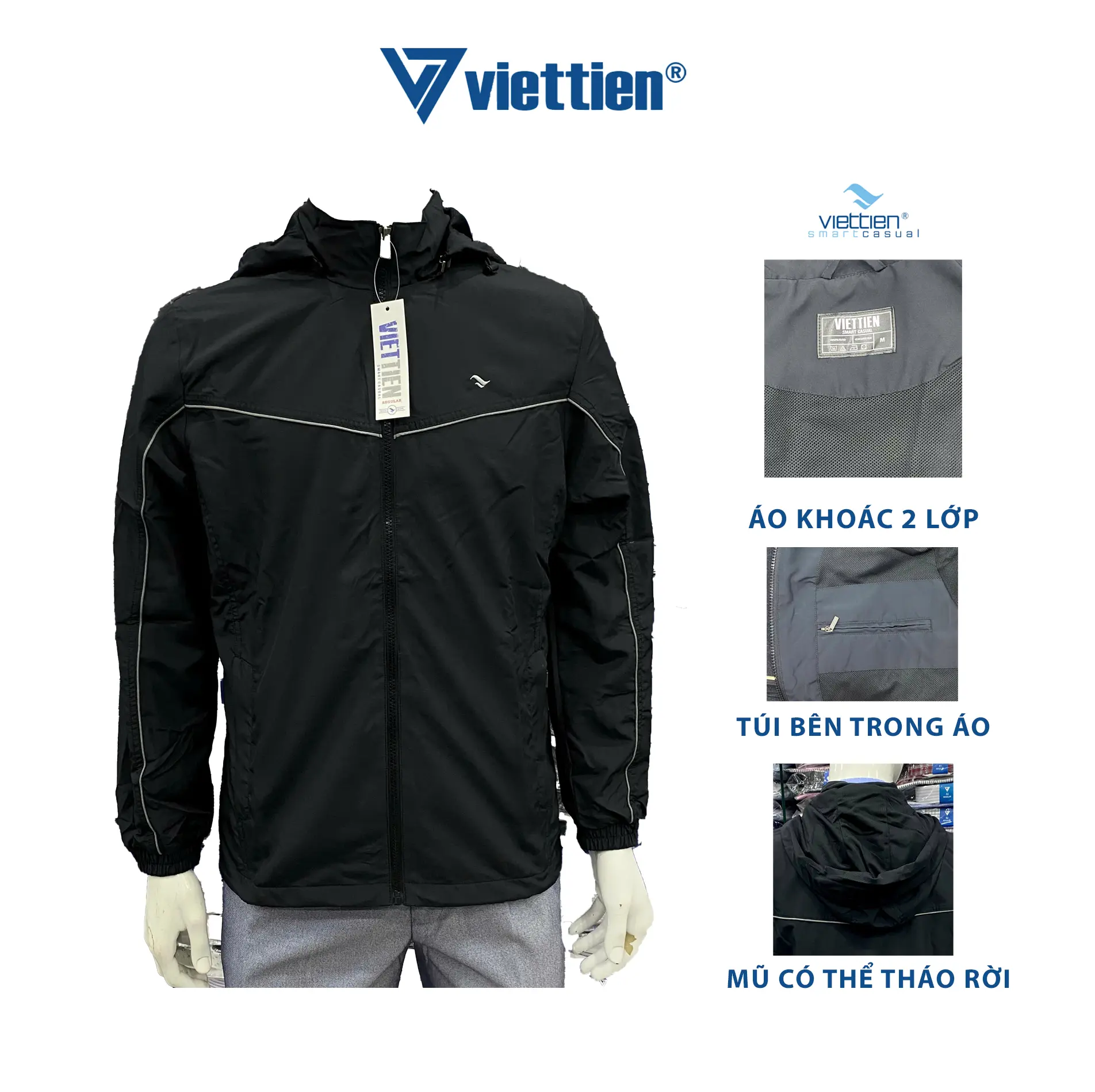 Áo Khoác Nam Việt Tiến 2 Lớp Jacket [5020] aokhoac nam Menswear