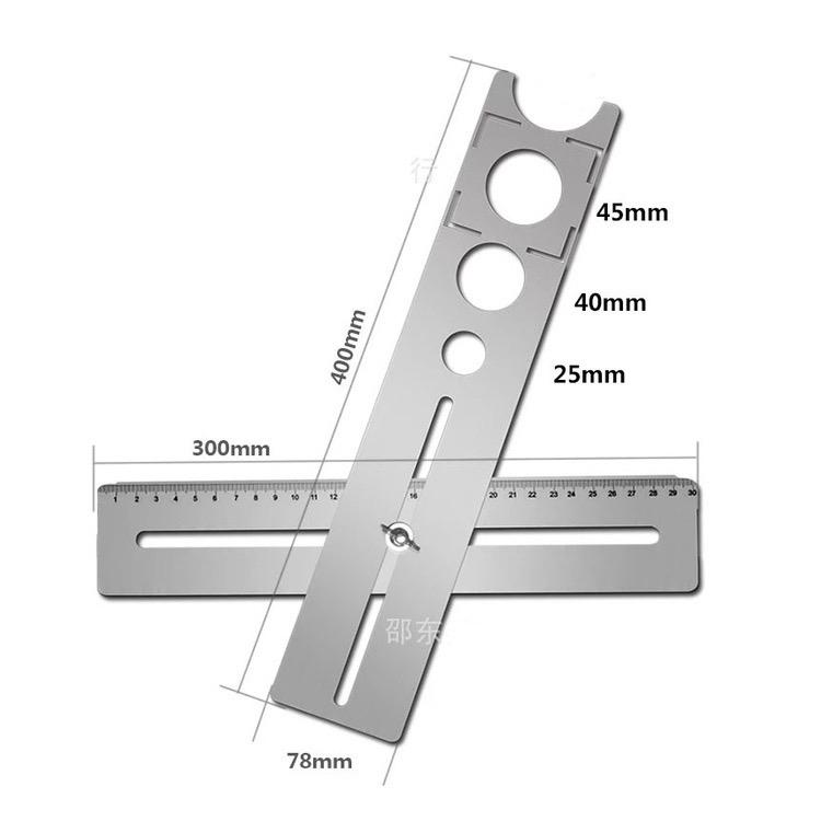 Thước định vị khoét lỗ gạch men, kính đa năng bằng inox 201 không gỉ - thước 2 đoạn