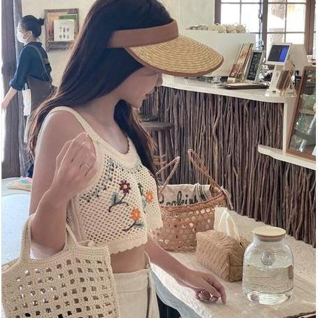 💥[A162] Áo 2 DÂY sang chảnh len LƯỚI Montoghi hàng dệt kim Croptop nữ ngắn THÊU HOA mặc được NHIỀU KIỂU siêu xinh - L2M (Top Nữ Women Nhung ) 【 hoa hồng 】 6