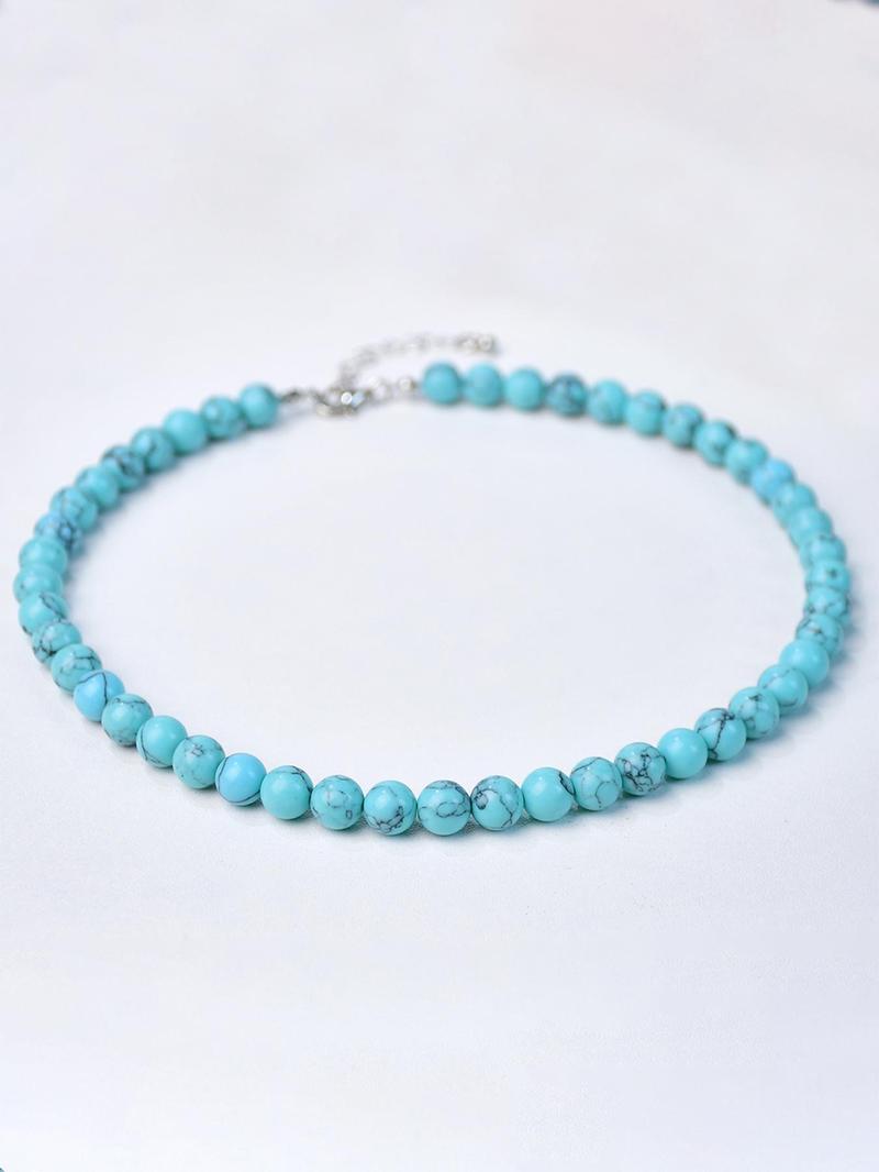 Product Introduction of Vintage Natural Turquoise Decorated Necklace, Fashionable and Elegant Jewelry for Women & Men, Trendy All-match & Exquisite Jewelry for Birthday Gift 5