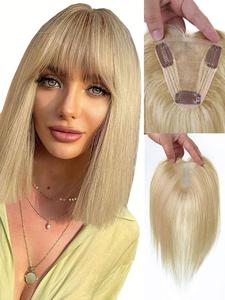 3D Cover Clip in Bangs, Realistic Scalp Line Human Hair Toppers for Women with Thinning, Upgrade Basement with Wispy Bangs