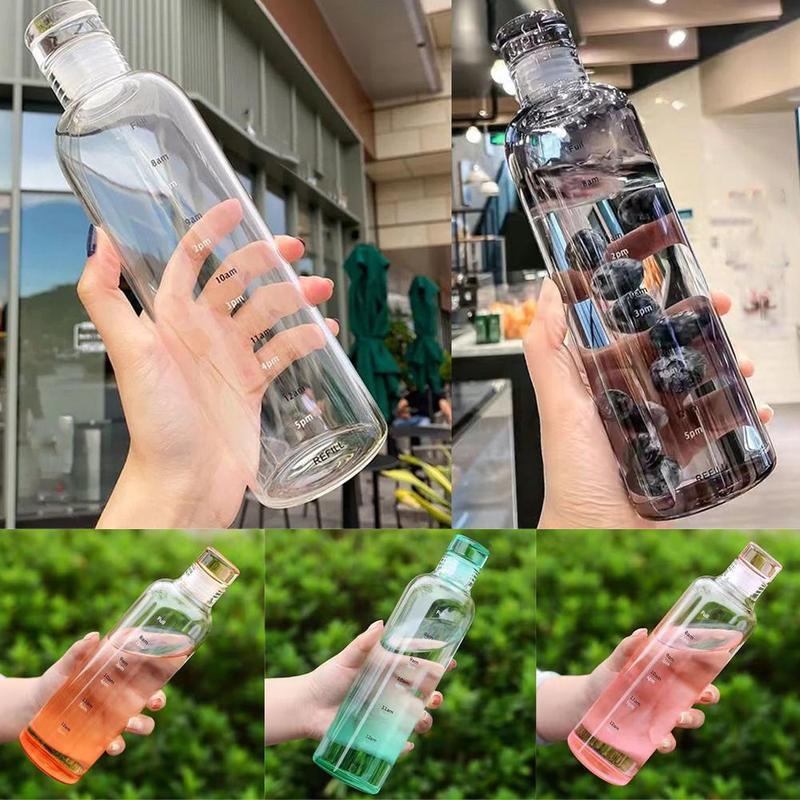 Product Introduction of 500/700ml Transparent Straw Water Bottle With Lids Cover Portable Cute Water Cup M4T0 32