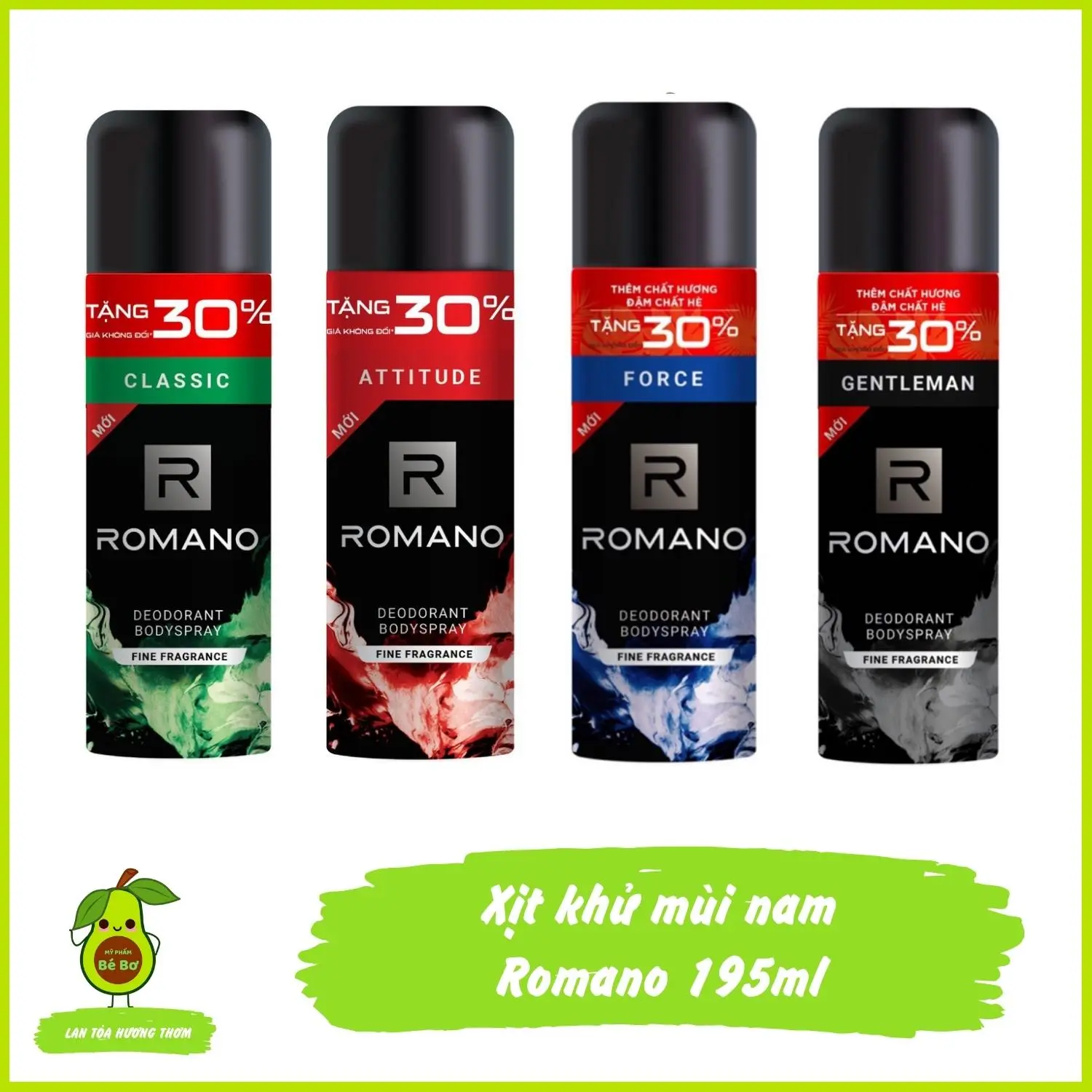 Xịt Khử Mùi Nam Hương Nước Hoa Romano 195ml - Xịt Ngăn Mùi Kháng Khuẩn Toàn Thân Nam Ngăn Đổ Mồ Hôi Khô Thoáng Vượt Trội