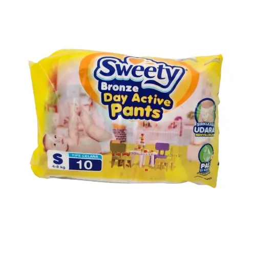 Popok Bayi Sweety Bronze Day Active Pants size S isi 10pcs/Popok Celana Sweety Bronze Day Active Pants S10/Popok Bayi Murah/Pampers Sweety Bronze Day Active Pants 0