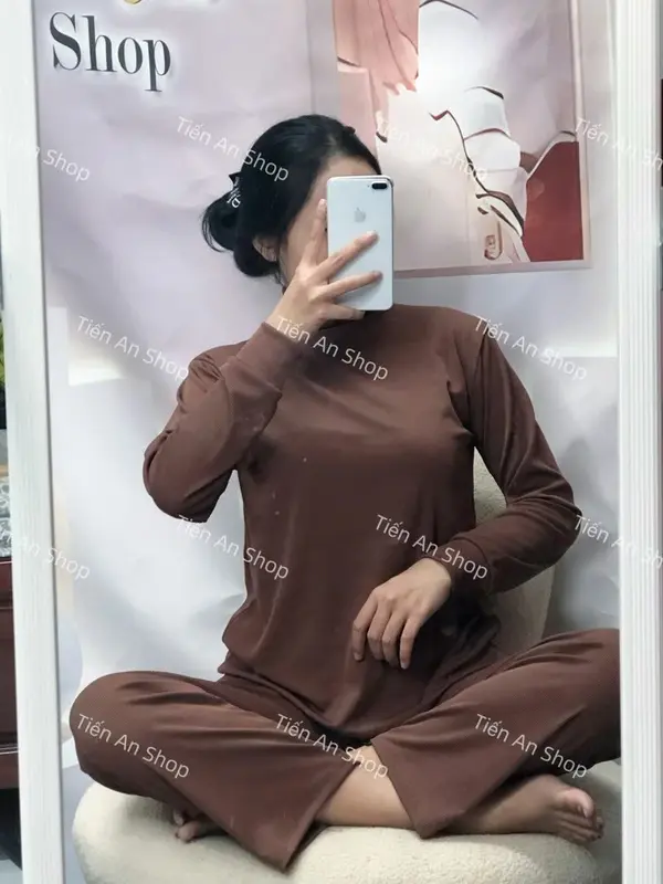 Bộ Tăm cổ tròn quần xuông ,chất mềm mát co dãn thoái mái Nữ Women Top Áo set 4