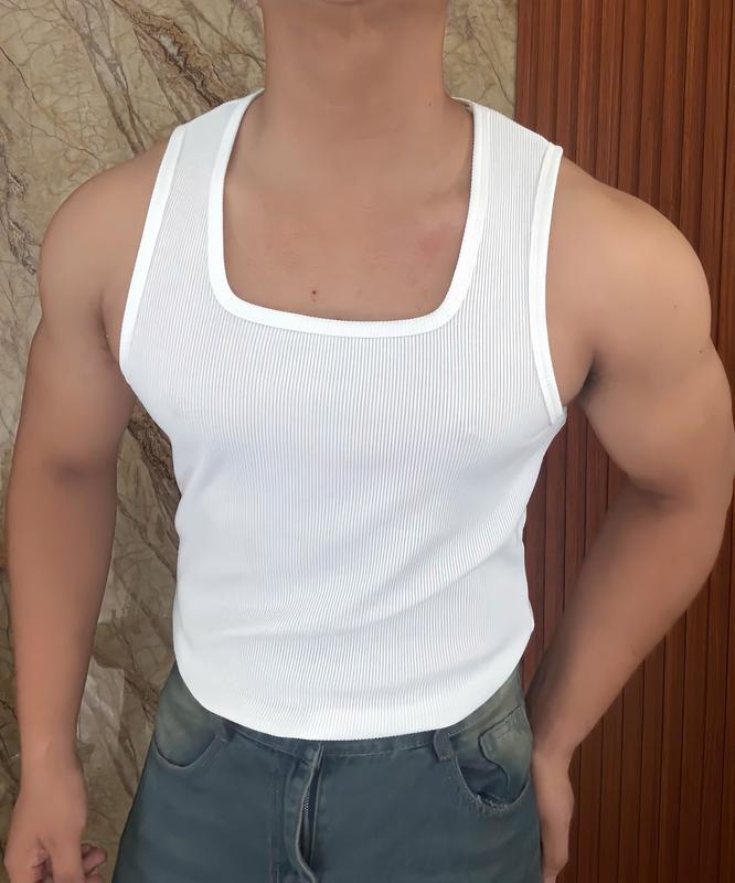 Áo ba lổ tanktop nam cổ vuông cotton gân dày thiết kế ôm body tôn dáng gymmer Menswear 2