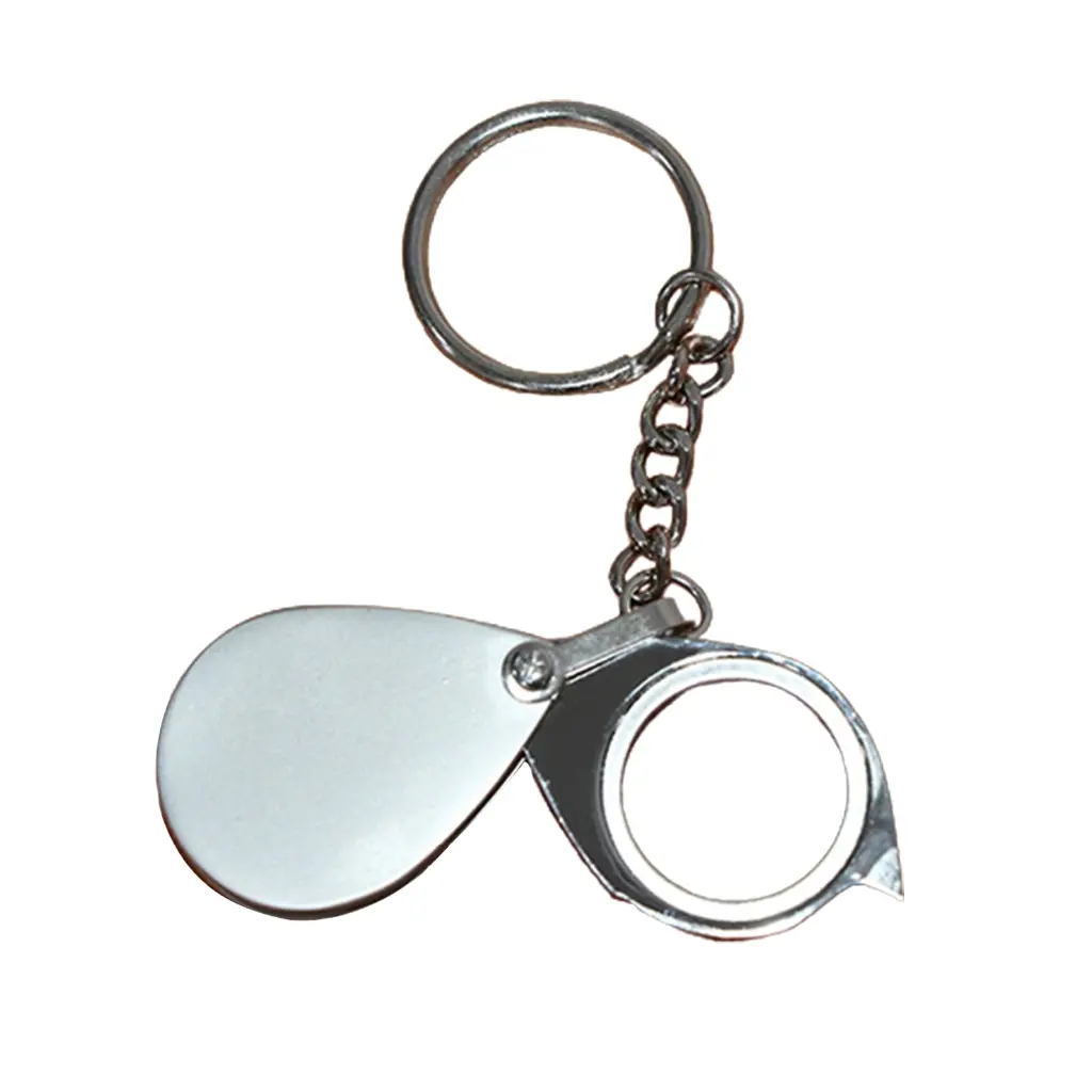 Portable 20X Folding Keyring Magnifier With Chain Hand-held Magnifying Glasses