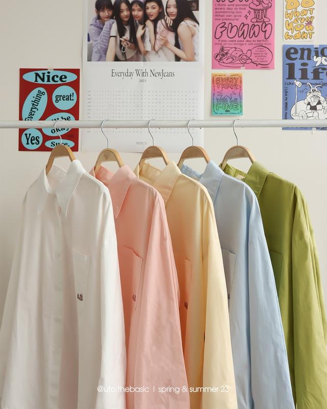 Áo sơ mi dài tay vải thô mềm - Poplin Shirt Menswear Cổ Tròn Có Cổ