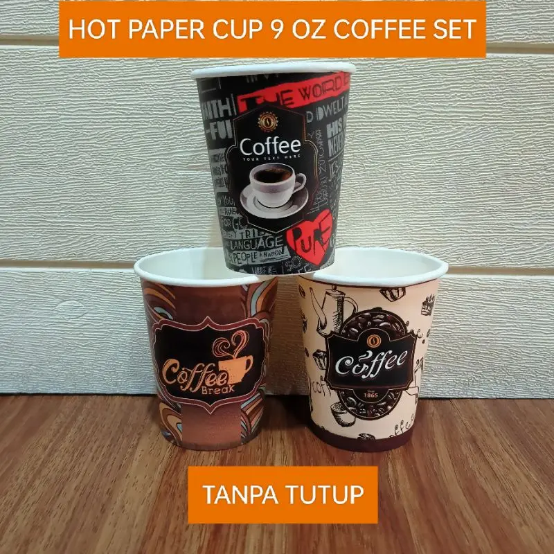HOT PAPER CUP 9 OZ (220 ML) COFFEE SET ISI 50 GELAS TANPA TUTUP