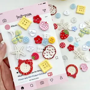 [Totori] Dopamine Button Series DIY Material Set Bahan Dekorasi Scrapbook Journaling Craft Handmade