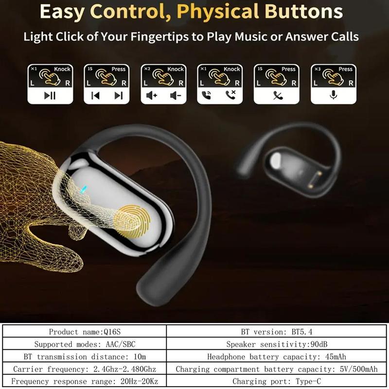 Wireless Open-ear Design Earphone, Portable Earphone with LED Display, Sports Earphone with Built-in Microphone for Running Fitness 4