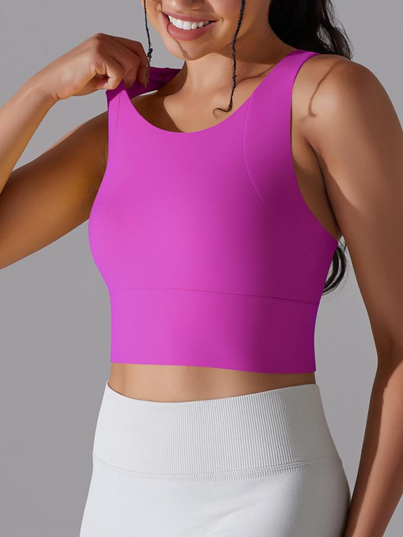 Product Introduction of Women's Solid Wireless Sports Bra, Breathable Comfortable Racerback Sports Lingerie Top, Ladies Sportswear Clothing for Yoga Gym Workout 7