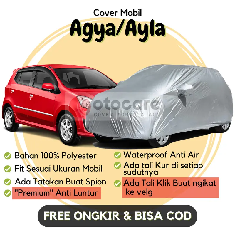 Sarung Car Cover Mobil Agya / Ayla Bahan 100% Polyester Waterproof Anti Debu dan Anti UV Aman Anti Luntur non-woven fender flare 6