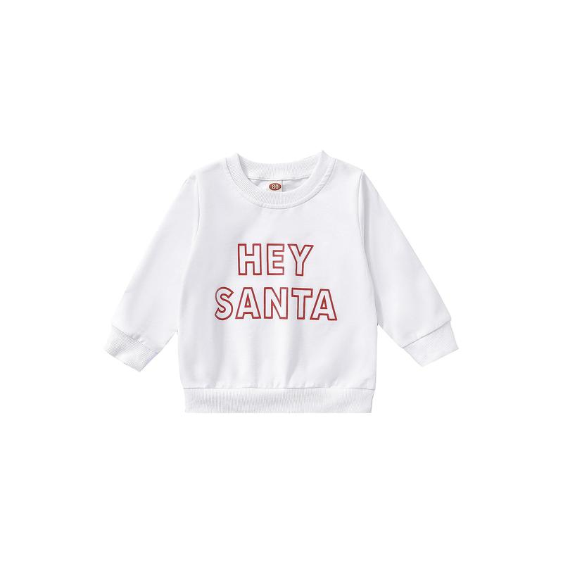 Kids Christmas Letters Printing Sweatshirt, Crew Neck Pullover 1