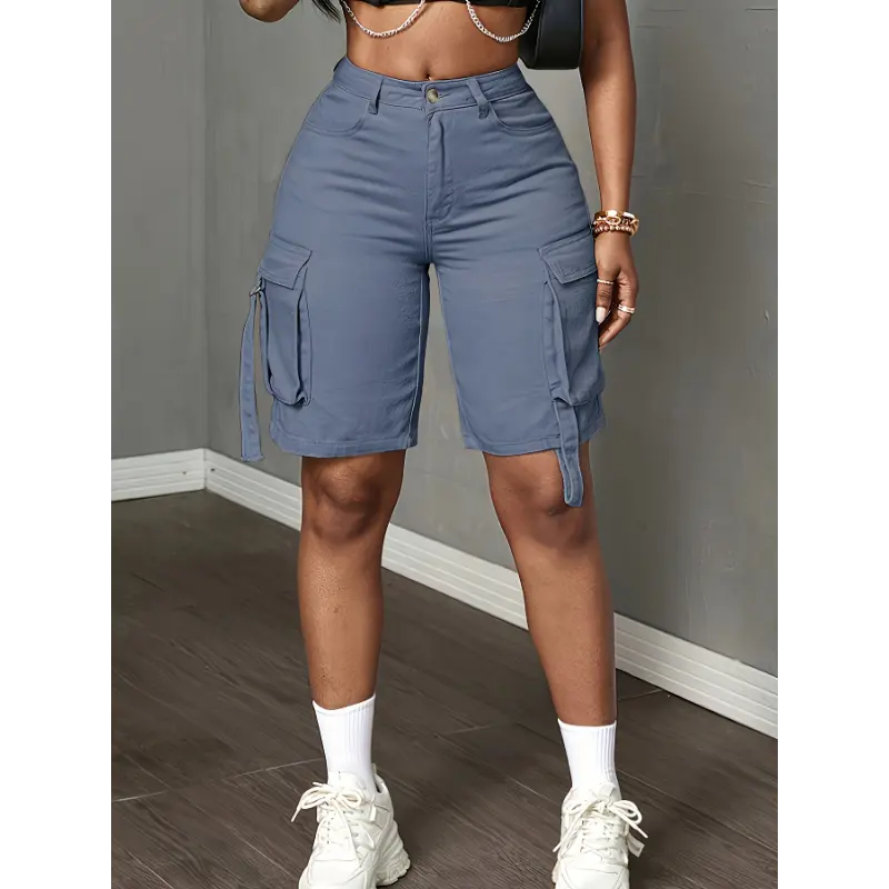 Women's Casual Cargo Shorts | Beige, Multiple Pockets, Adjustable Drawstring |   &  Wear 4