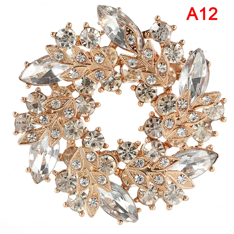 Women Brooches Scarf Bling Bling  Flower Brooch Pins
