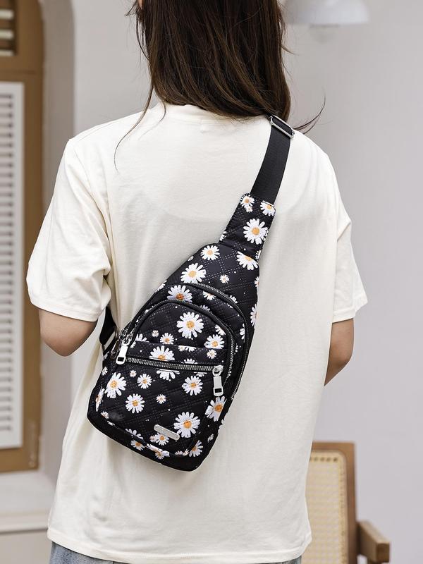 Women's Solid Color Quilted Fanny Pack, Fashionable Zipper Chest Bag for Daily Used, Casual Trendy Versatile High-quality Belt Bum Crossbody Bag, Sling Bag 6