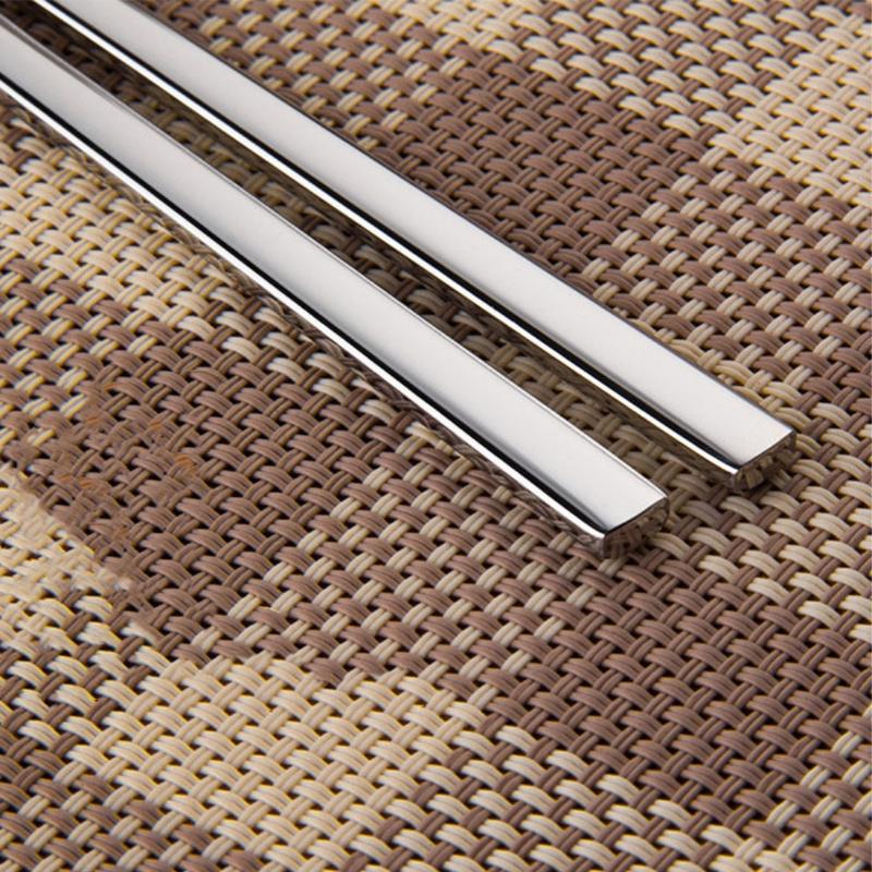 Product Introduction of 23CM Korean Design Solid Flat Chopsticks Metal Cutlery Set Stainless Steel Chopstick Kitchen Utensils Portable Travel Eco-Friendly Dinnerware Tableware Flatware 11