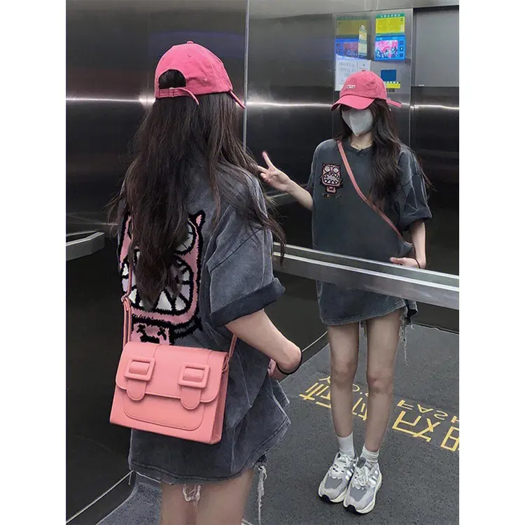 Áo thun tay lỡ Nâu xám thời trang nữ oversize vintage áo phông unisex 100%cotton Top Cổ Tròn