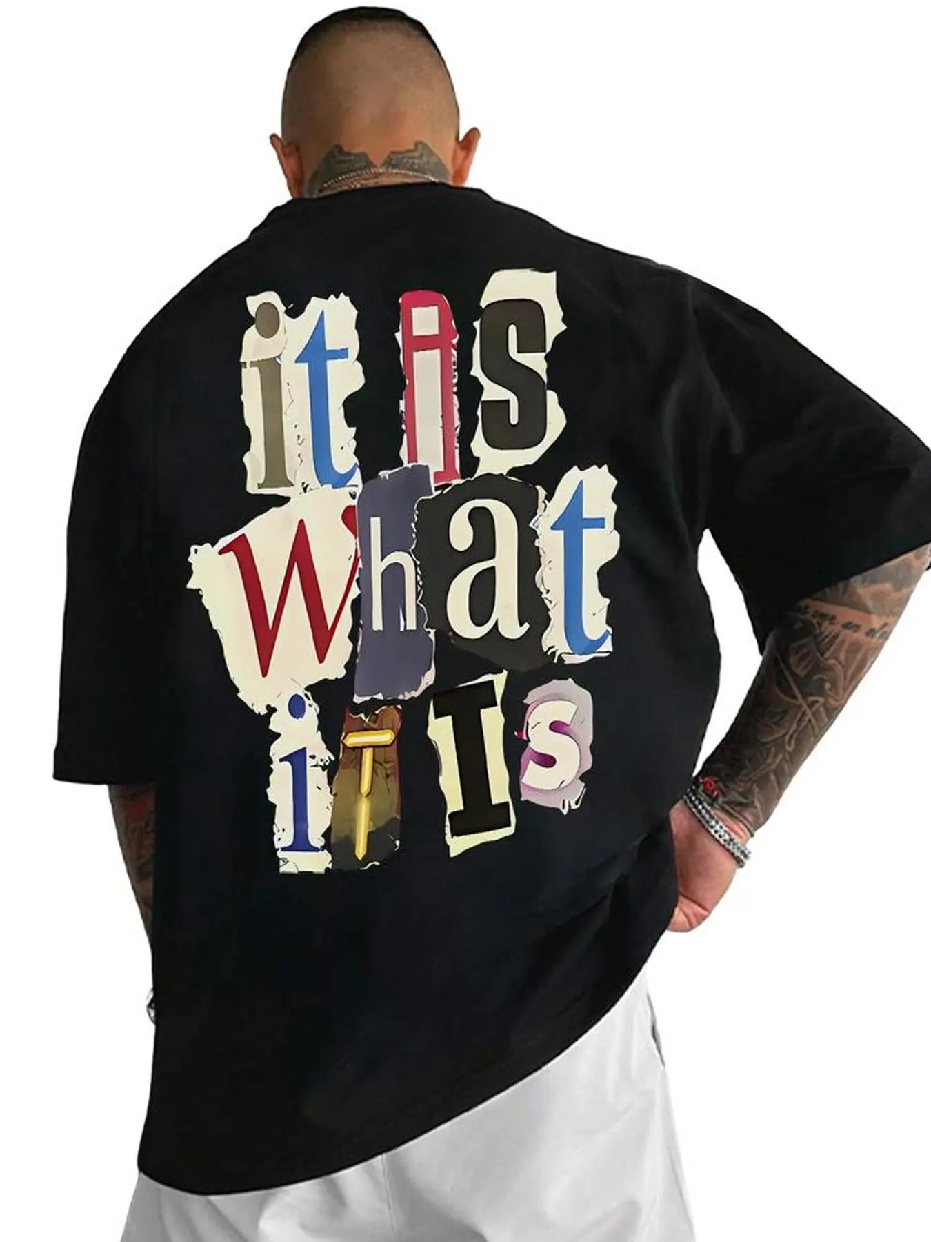 Men's Letter Print Round Neck Tee, Street Style Regular Fit Casual Short Sleeve Crew Neck T-shirt for Summer, Men's Top for Daily Wear