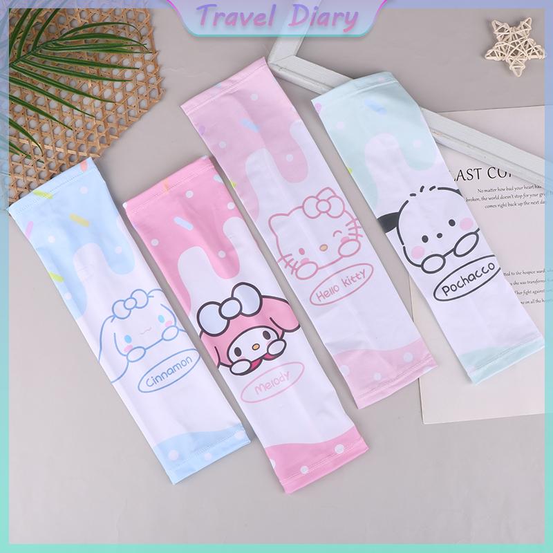 Product Introduction of Sanrio Anime Hello Kitty Kids Arm Sleeves Sun Protection Cooling UV Protection Sleeves Anti-Slip Ice Silk Arm Covers Gift 12