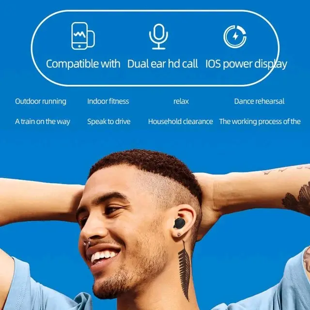 A6S TWS Earphone Bluetooth Nirkabel 5.0 Headset Earbud Olahraga Mikrofon Earphones Headphone Hitam Wireless Handset head sead Pink Bass Ponsel 3