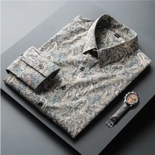 Áo Sơ Mi Nam Mới, Dài Tay, Mỏng, In Họa Tiết Paisley, Cao Cấp Và Giá Cả Phải Chăng, Sang Trọng, Thời Trang, Không Cần Ủi Menswear