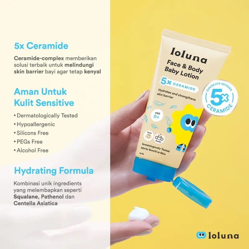 Loluna Face & Body Baby Lotion 80 ML / Krim Lotion Muka dan Badan Bayi 3