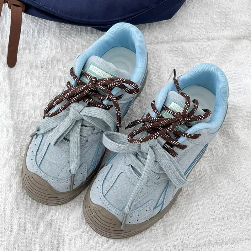 blue gray shoe xanh platformBlue Gray Shoes Green Platform [Comfortable Versatile Wear] Niche Thick-Soled Sneakers for Women Blue Shoes 2024 New Retro German Training Women's Shoes Versatile Casual Shoes Ancora Red