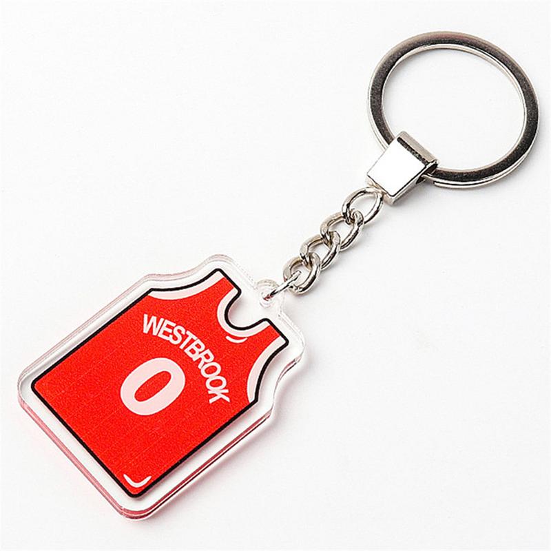 Product Introduction of Printed On Both Sides Jersey Shape Keychain Charms Sports Key Rings Basketball Fan Trinket Souvenir Accessories Gifts 25