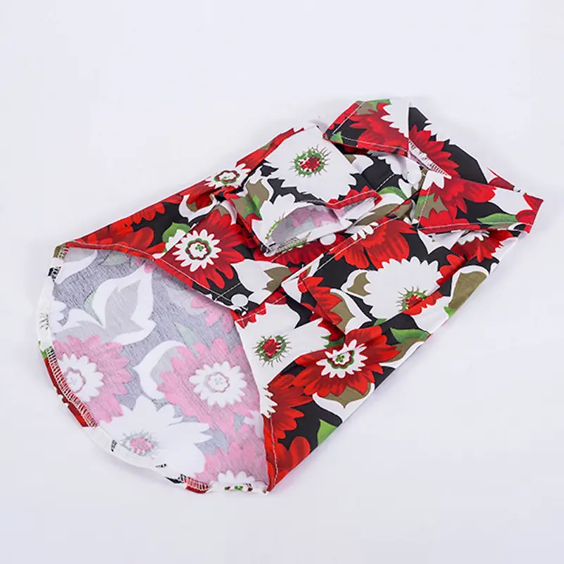 Xiahaone-Áo Thun Cho Chó Con, Phong Cách Bãi Biển Hawaii, In Hoa Cúc, Polyester, Cổ Áo Chui Đầu, Áo Cánh Cho Thú Cưng, Trang Phục Mùa Hè 1