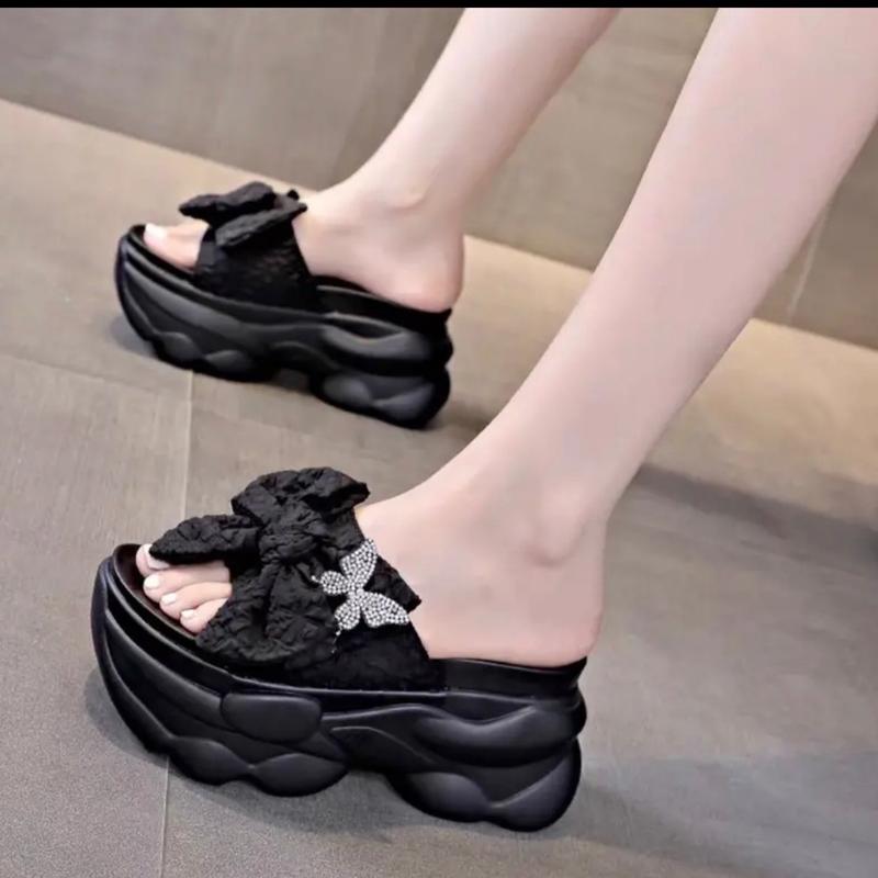  Dép Bm quai nơ phối hình 9p DéP Shoes DéP Shoes Nữ GiàY Nhung 