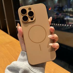 New Cute Anti Glare MagSafe Glass Casing for iPhone 16 15 Plus 14 13 12 Pro Max Case Strong Magnetic Phone Case Skin Friendly Hard Shockproof Protective Cover with Lens Protector